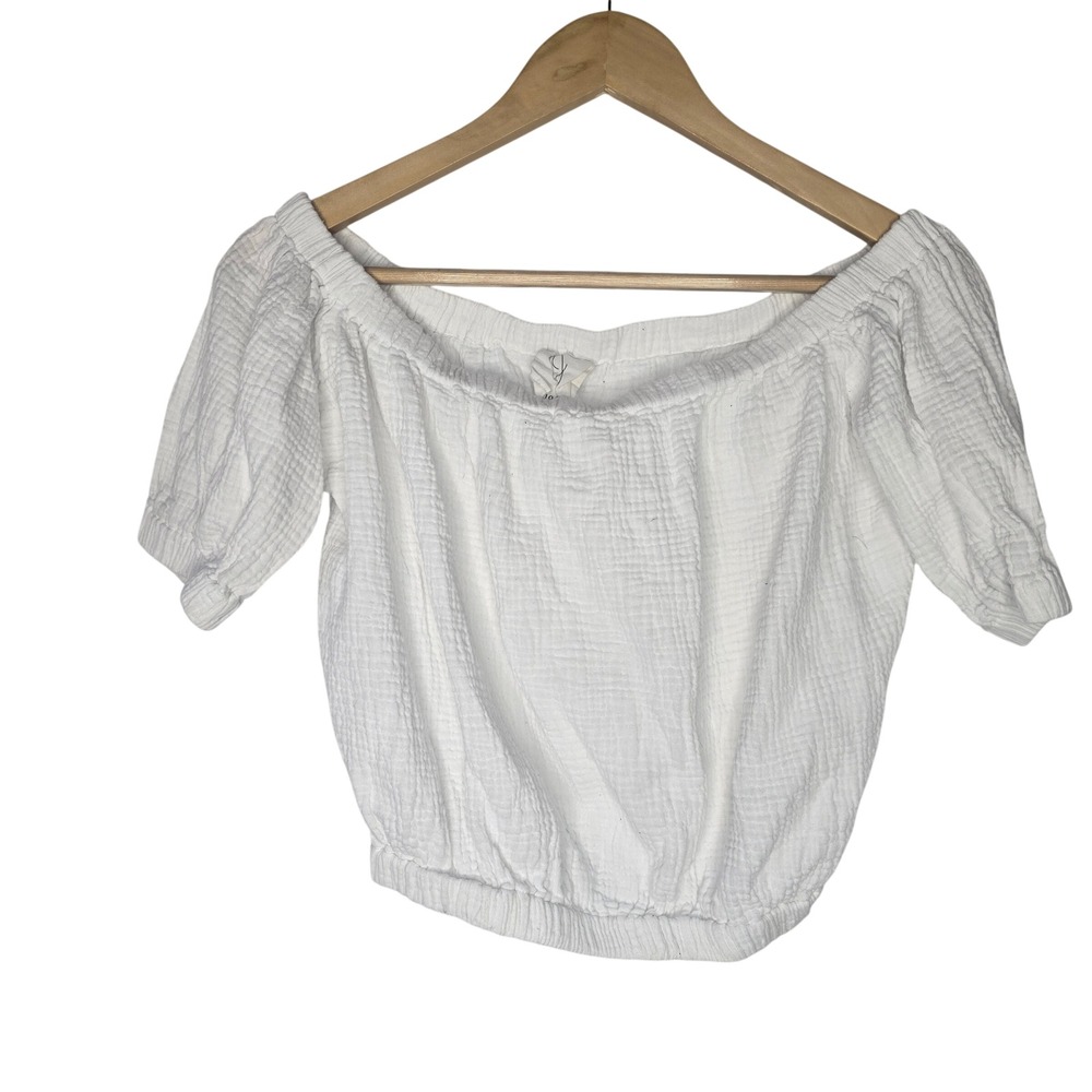 Joie Gauze Off-The-Shoulder Blouse Womens M‎ White Cotton Boho Cottagecore Top